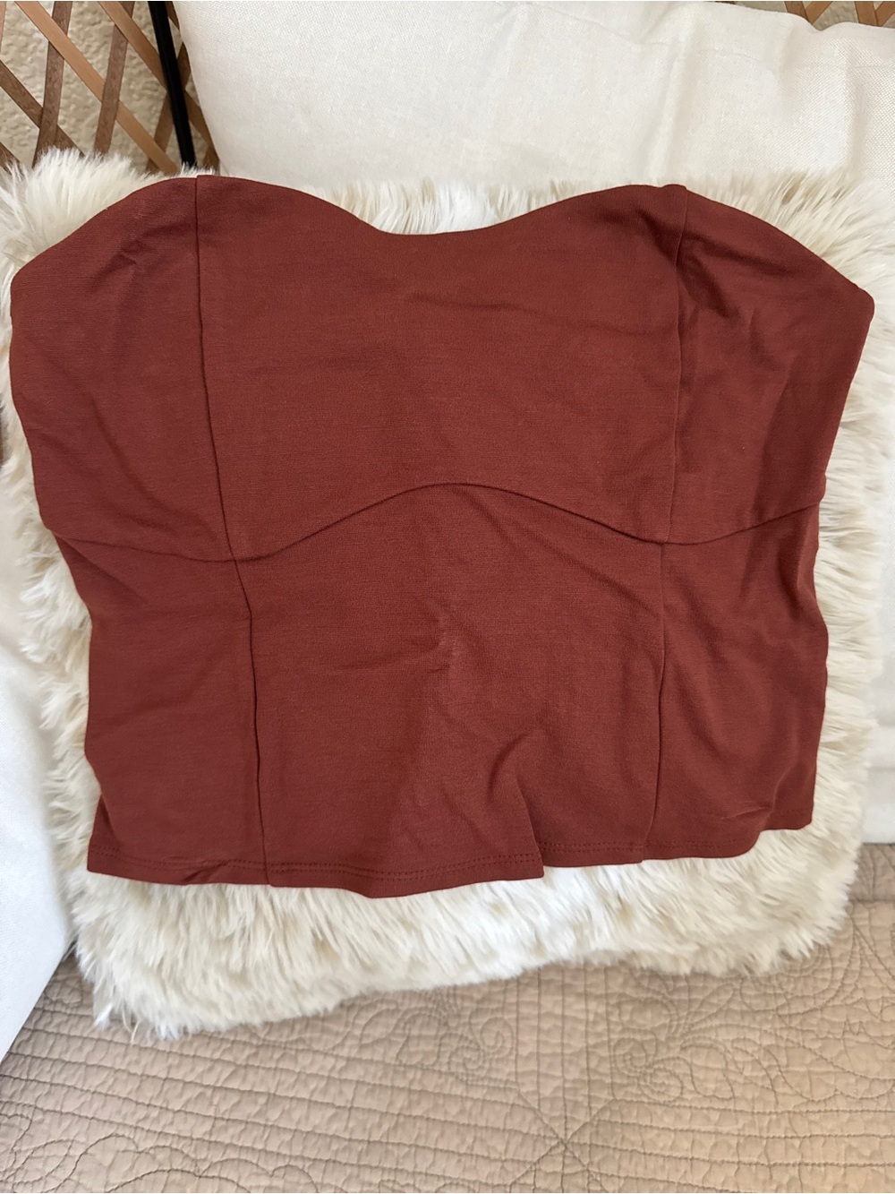 A New Day Ponte Tube Top Brown Medium